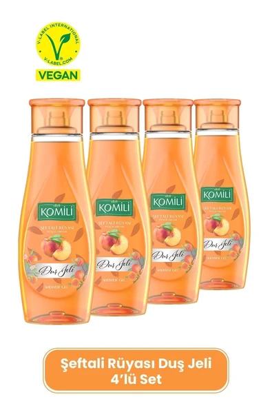 Komili Şeftali Rüyası Vegan Duş Jeli 4'lü Set - Şeftali Ve Yaz Meyveleri Kokulu - 4 X 500 ML ürün görseli 1