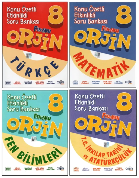ORJİN 8. SINIF TÜRKÇE+MATEMATİK+FEN B.+İNKILAP KONU ÖZETLİ SORU BANKASI (4 KİTAP) ürün görseli 1