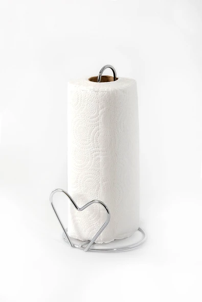 Banyo Havluluğu Kağıt Havluluk Peçetelik Kalpli Model Krom ürün görseli 1