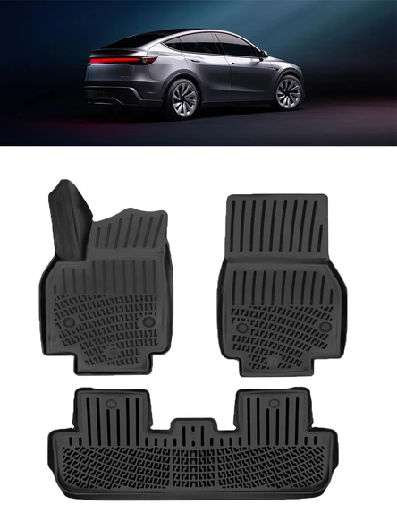 Rizline Tesla Model Y Juniper 2025 ve  Sonrası 3D Havuzlu Paspas Siyah ürün görseli 1