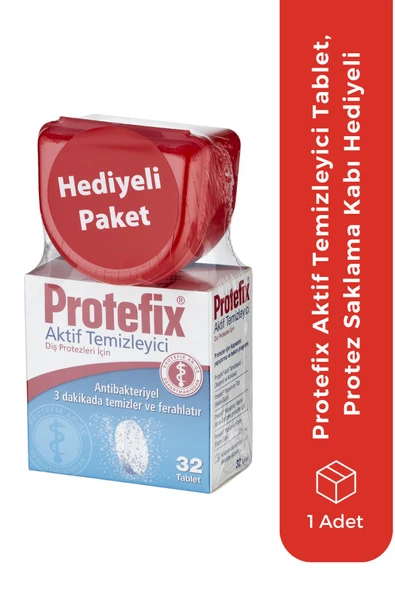 Protefix Aktif Temizleyici Diş Protezleri Için 32 Tablet Protez Kabı Hediyeli ürün görseli 1