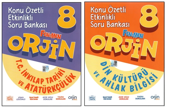 ORJİN 8. SINIF İNKILAP+DİN KÜLTÜRÜ KONU ÖZETLİ ETKİNLİKLİ SORU BANKASI (2 KİTAP) ürün görseli 1