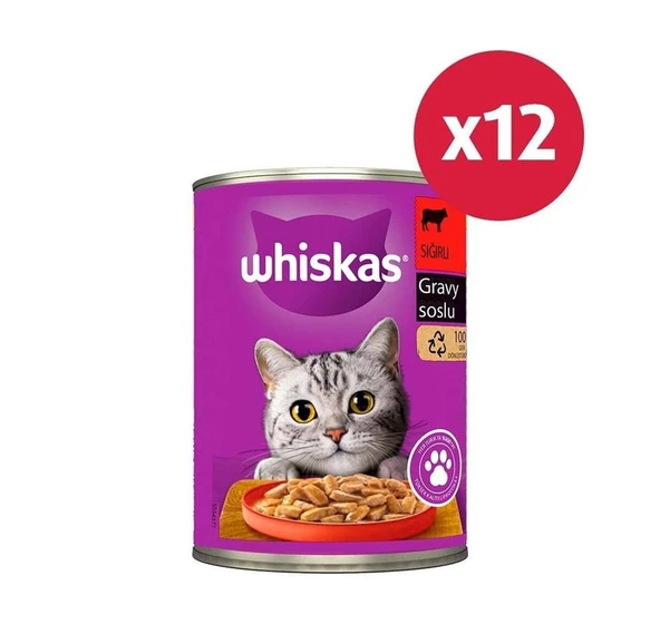 Whiskas Biftekli Konserve Kedi Maması 400 G 12X ürün görseli 1