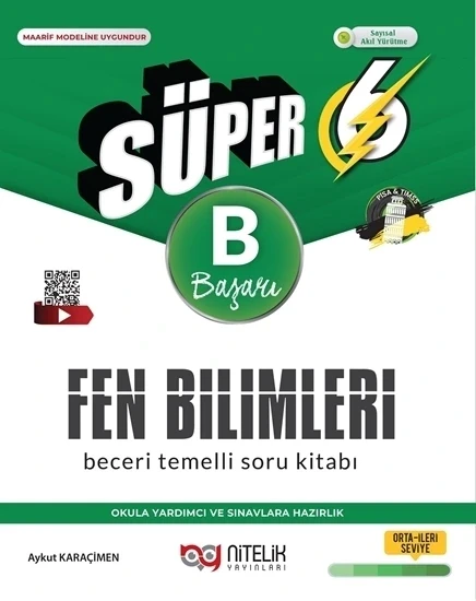 Nitelik 6.Sınıf Süper Fen Bilimleri Beceri Temelli Soru Kitabı (B) Yeni ürün görseli 1
