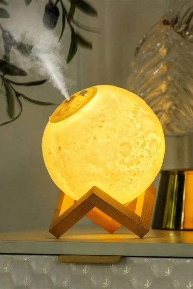 3D Renkli Ay Işığı Gece Lambası ve Hava Oda Nemlendirici Ultrasonik Buhar-Dekoratif Gece Lambası ürün görseli 1