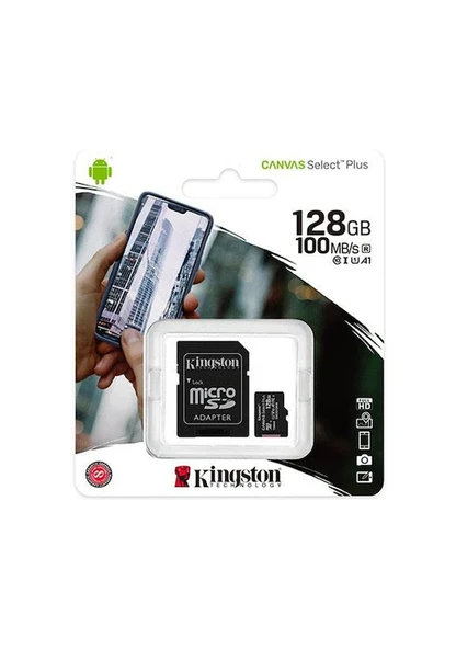 128 GB KINGSTON MICRO SD CARD CL10 CANVAS SELECT PLUS SDCS2/128GB ürün görseli 1