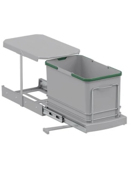 Starax S-2573-G Teleskopik Raylı Plastik 16 Lt. Gri Çöp Kovası ürün görseli 1