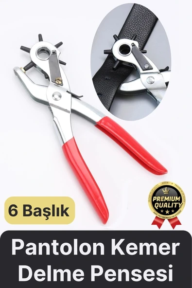 Çok Fonksiyonlu Paslanmaz Çelik Delik Açma Aleti 6 Başlıklı Kumaş Deri Pantolon Kemer Delme Pensesi ürün görseli 1
