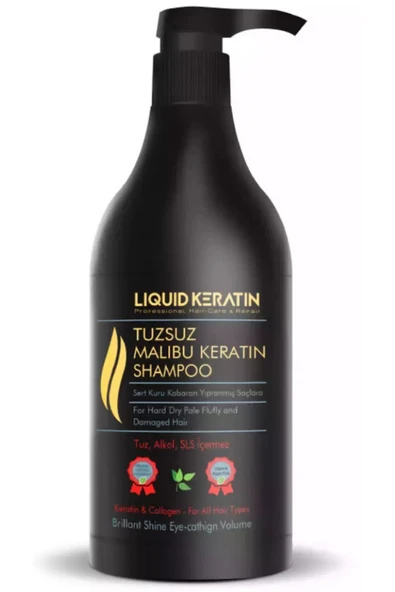 Tuzsuz Sülfatsız Malibu Keratin Şampuanı (1000ML) - Kuru Sert Kabaran Saçlar Için ürün görseli 1