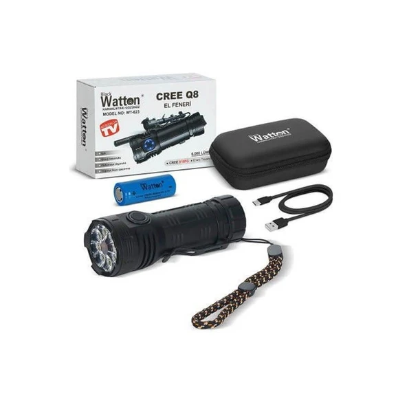 Watton CREE Q8- XPG 8+1 LED ŞARJLI EL FENERİ WATTON WT-623 ürün görseli 1