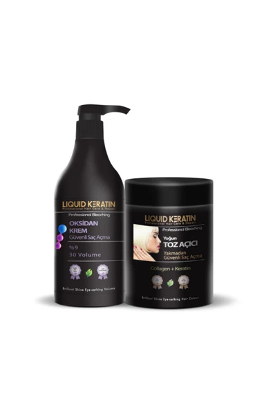Keratinli Gri Toz Açıcı Ve Oksidan Kremli Set (YAKMADAN EVDE KOLAY SAÇ RENGİ AÇMA) 1000ml Kuaför Boy ürün görseli 1