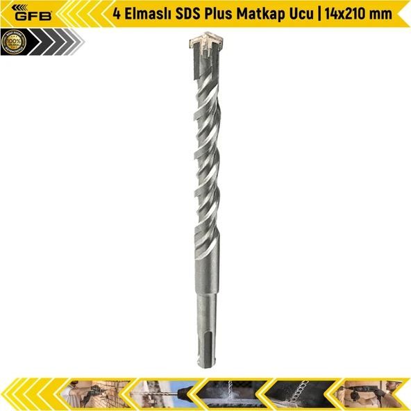 Gfb 4 Elmaslı Sds Plus Matkap Ucu | 14X210 Mm ürün görseli 1