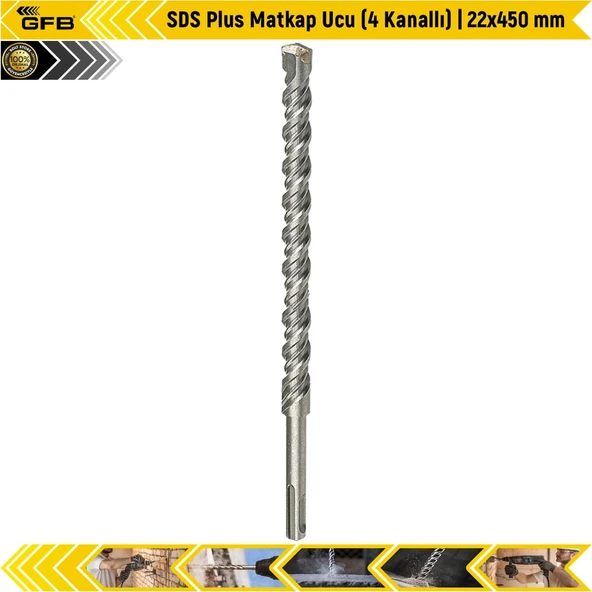 Gfb Sds Plus Matkap Ucu (4 Kanallı) | 22X450 Mm ürün görseli 1