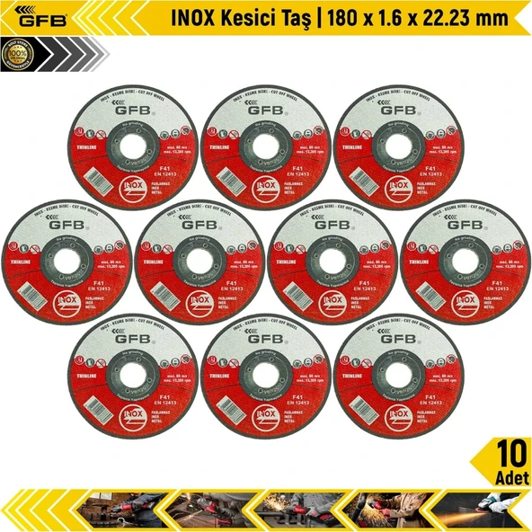 Gfb İnox Kesici Taş | 180X1.6X22.23 Mm | 10 Adet ürün görseli 1