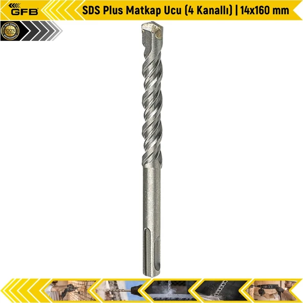 Gfb Sds Plus Matkap Ucu (4 Kanallı) | 14X160 Mm ürün görseli 1