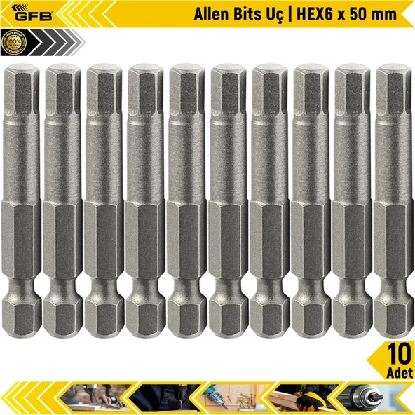 Gfb Allen Bits Uç Hex6 X 50 Mm 10 Adet ürün görseli 1
