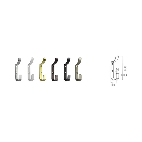 Beşel Çengel Saten 4X10,8 Cm Metal Askı 10 Adet ürün görseli 1