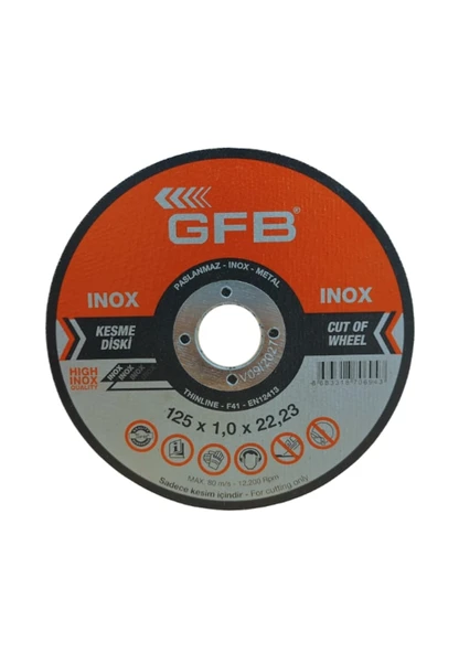 Gfb İnox Kesici Taş | 125X1.0X22.23 Mm | 10 Adet ürün görseli 1