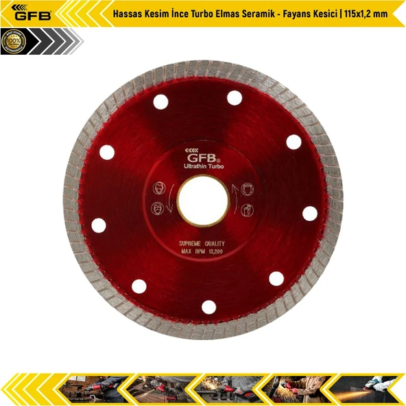 Gfb Hassas Kesim Ince Turbo Elmas Seramik - Fayans Kesici | 115 X 1 2 Mm ürün görseli 1