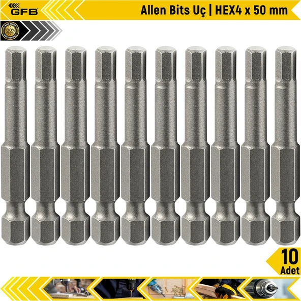 Gfb Allen Bits Uç Hex4 X 50 Mm 10 Adet ürün görseli 1