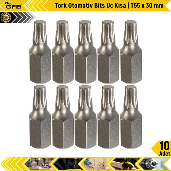 Gfb Tork Otomotiv Bits Uç Kısa | T 55 X 30 Mm | 10 Adet ürün görseli 1
