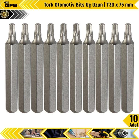 Gfb Tork Otomotiv Bits Uç Kısa T 30 X 75 Mm 10 Adet ürün görseli 1