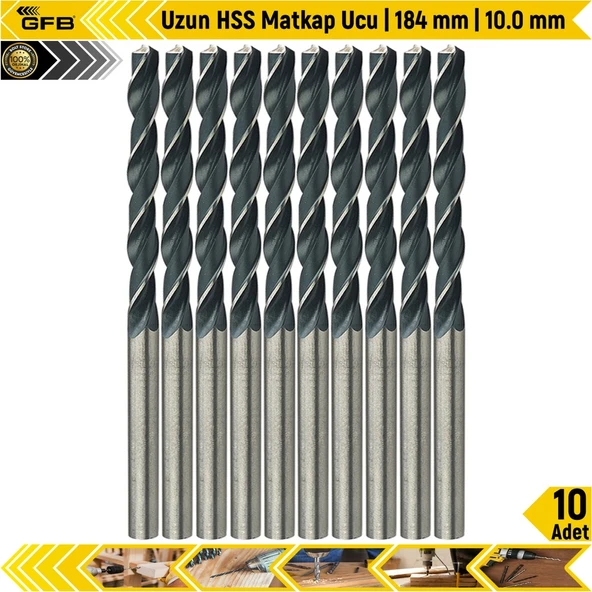 Gfb Uzun Hss Matkap Ucu | 10.0 Mm | 10 Adet ürün görseli 1