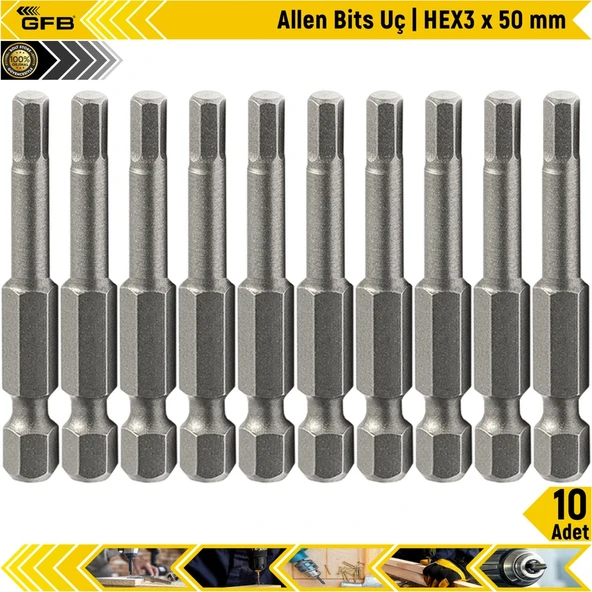 Gfb Allen Bits Uç Hex3 X 50 Mm 10 Adet ürün görseli 1