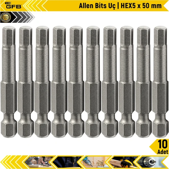 Gfb Allen Bits Uç Hex5 X 50 Mm 10 Adet ürün görseli 1