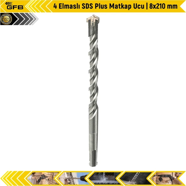 Gfb 4 Elmaslı Sds Plus Matkap Ucu | 8X210 Mm ürün görseli 1