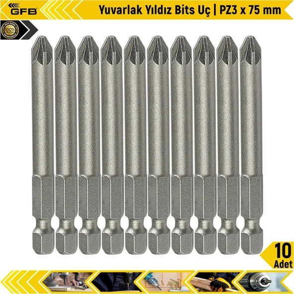 Gfb Yuvarlak Yıldız Bits Uç I Pz3 X 75 Mm | 10 Adet ürün görseli 1