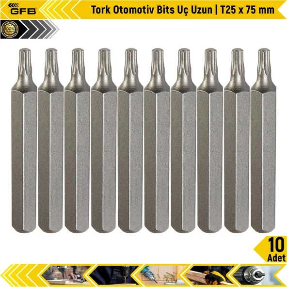 Gfb Tork Otomotiv Bits Uç Kısa T 25 X 75 Mm 10 Adet ürün görseli 1