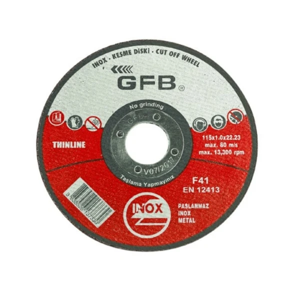 Gfb 2350 İnox Kesici Taş 115 x 1 x 22.23 mm - 100 Adet ürün görseli 1