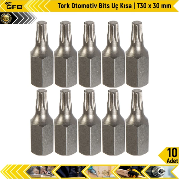 Gfb Tork Otomotiv Bits Uç Kısa | T 30 X 30 Mm | 10 Adet ürün görseli 1