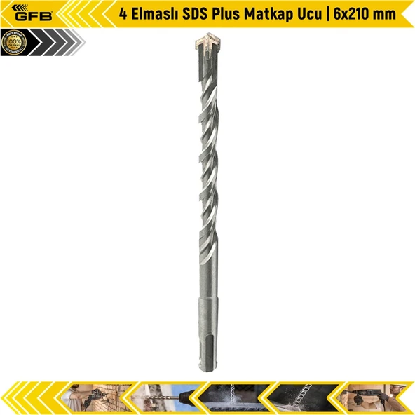 Gfb 4 Elmaslı Sds Plus Matkap Ucu | 6X210 Mm ürün görseli 1