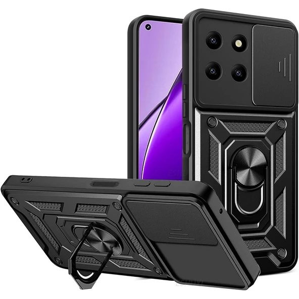 Gpack Realme 11 4G uyumlu Kılıf Pars Sürgülü Kamera Korumalı Yüzüklü Sert Silikon ürün görseli 1
