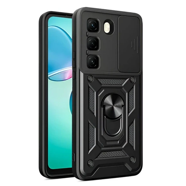 Gpack İnfinix Hot 50 Pro 4G uyumlu Kılıf Pars Sürgülü Kamera Korumalı Yüzüklü Sert Silikon ürün görseli 1