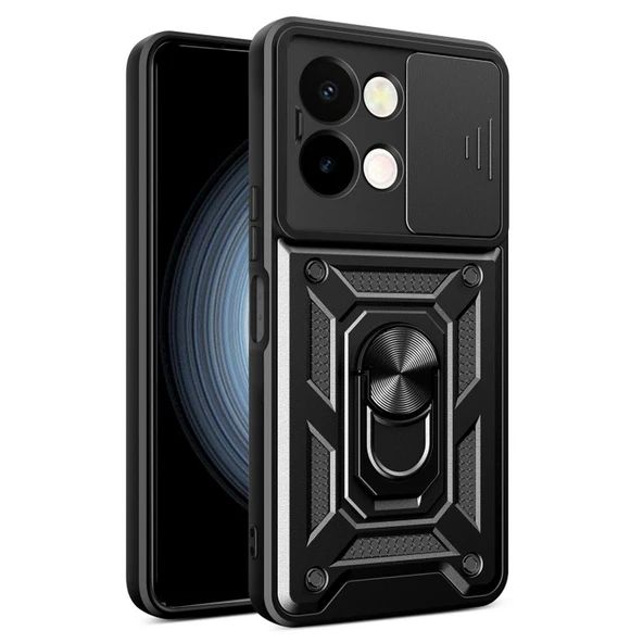 Gpack Vivo Y28 uyumlu Kılıf Pars Sürgülü Kamera Korumalı Yüzüklü Sert Silikon ürün görseli 1