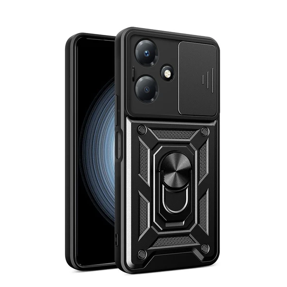 Gpack İnfinix Hot 30 Play uyumlu Kılıf Pars Sürgülü Kamera Korumalı Yüzüklü Sert Silikon ürün görseli 1