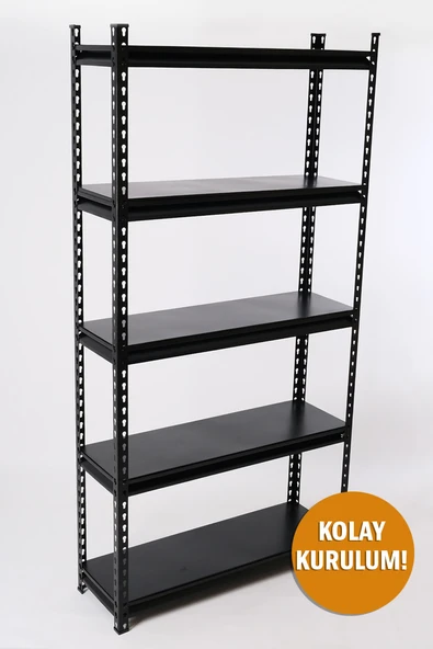 5 Katlı Hafif Yük Raf Ünitesi Siyah 30x91 ürün görseli 1