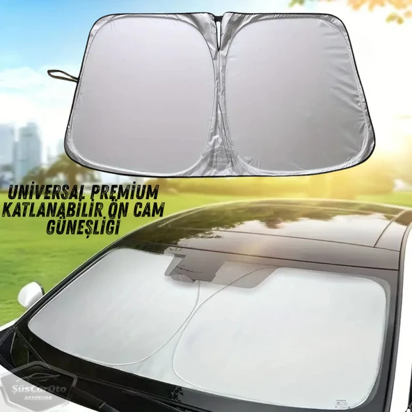 Oto Katlanabilir Premium Ön Güneşlik Ön Arka Cam Gölgelik Metalize Yeni Nesil Güneş Koruyucu Oto Araba Suv Tır 80 cm x 140 cm Çantalı ürün görseli 1