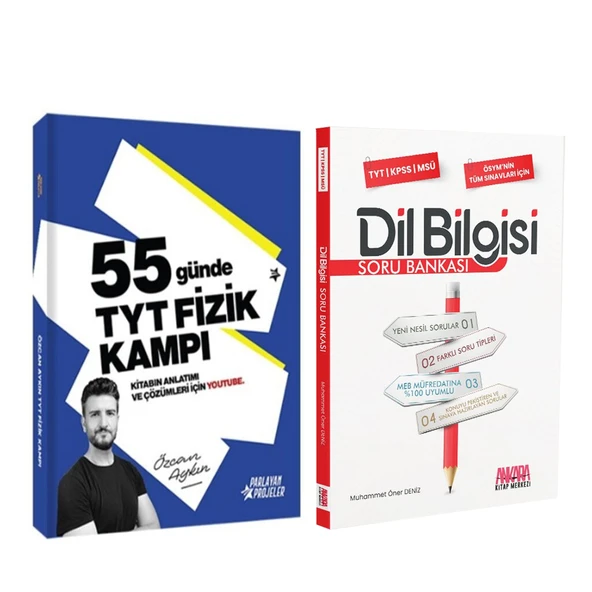 Özcan Aykın 55 Günde TYT Fizik Kampı ve AKM Dil Bilgisi Soru Bankası Seti 2 Kitap ürün görseli 1