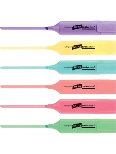 Scrikss Fosforlu Highlighter Pastel Renkler 6'lı Kalem Seti (SH712P) ürün görseli 1