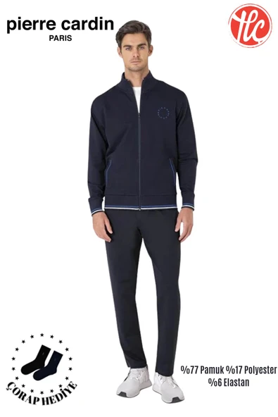 Pierre Cardin Erkek Regular Fit Pamuklu Fermuarlı Çizgi Detay Likralı Eşofman Takımı ürün görseli 1