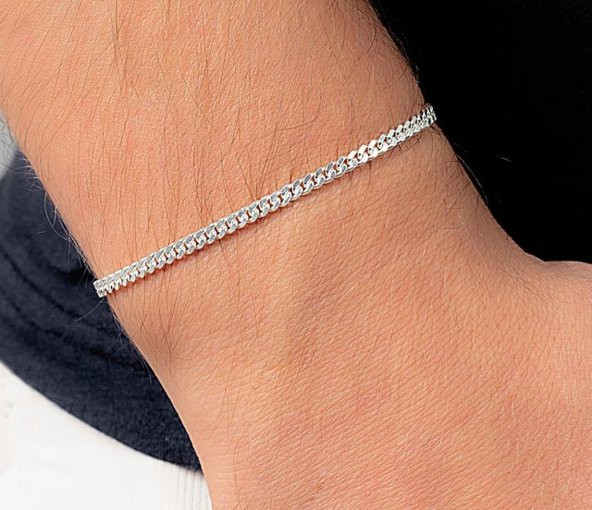 925 Ayar Gümüş Gurmet Zincir Bileklik 0.40 MM 21 CM ürün görseli 1