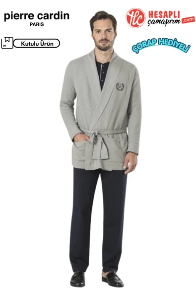 Pierre Cardin Premium Erkek Triko Ropdöşambırlı Uzun Kollu Şortlu 5li Özel Kutulu Çeyiz Pijama Takım ürün görseli 1