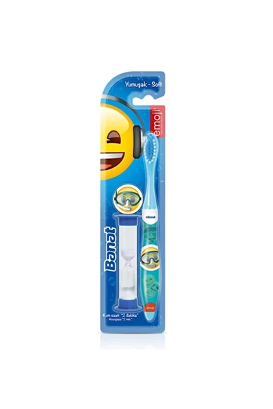 Banat Emoji Çocuk Diş Fırçası Yumuşak Kum Saatli ürün görseli 1