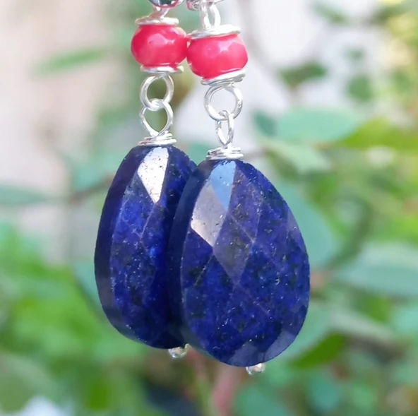 2253 Lapislazuli el yapımı küpe ürün görseli 1