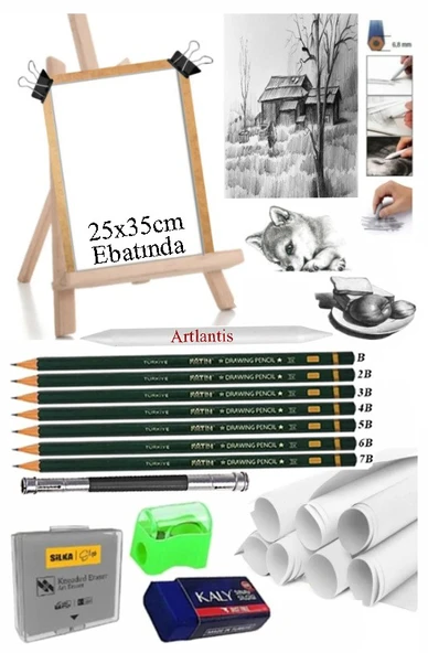 Dereceli Kurşun Kalem Seti 25x35 Duralit Masaüstü Drawing Şövale Set Resim Kağıdı Kalem Uzatma Gölgelendirme Dağıtıcı ürün görseli 1