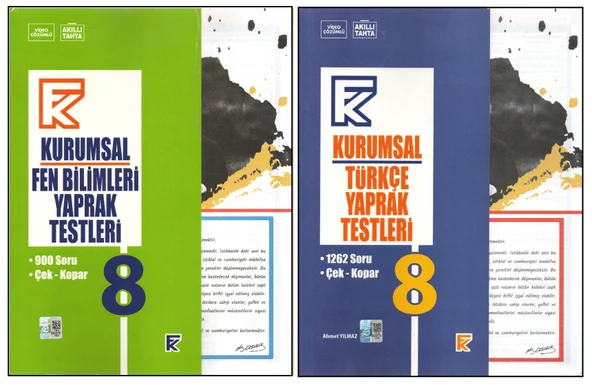 KURMAY 8. SINIF KURUMSAL FEN B. YAPRAK TEST+KURUMSAL TÜRKÇE YAPRAK TEST (2 KİTAP) ürün görseli 1